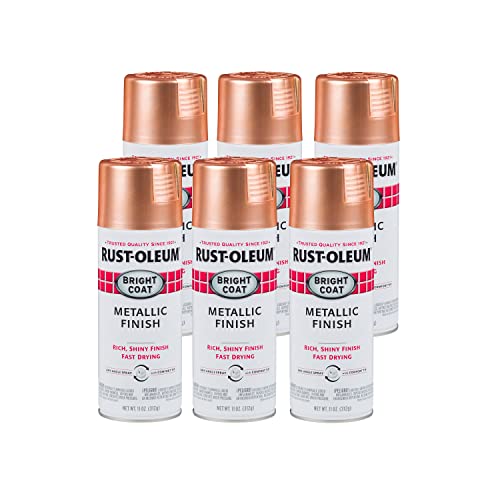 Rust-Oleum Stops Rust Bright Coat Metallic Spray Paint, Copper - color: Copper, size: 11 Ounce (Pack of 6)