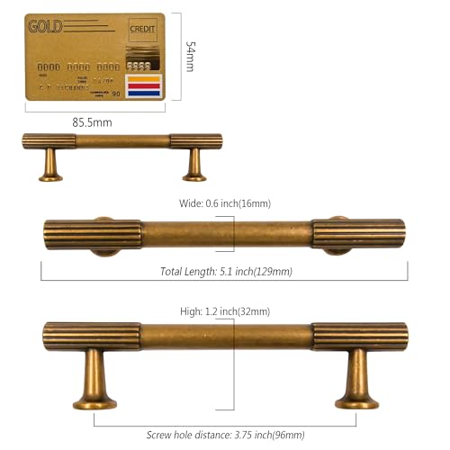 Amerdeco 10 Pack Antique Brass Cabinet Pulls 3.75" - color: Antique Brass, size: 3.75"/96MM