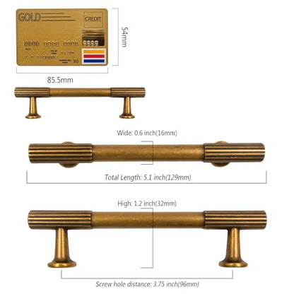 Amerdeco 10 Pack Antique Brass Cabinet Pulls 3.75" - color: Antique Brass, size: 3.75"/96MM