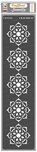 CrafTreat Reusable Border Stencils for Painting on Wood, Canvas, Paper, Fabric, Floor, Wall and Tile - Border10-3x12 Inches - DIY Art and Craft Stencil Borders for Painting - Rangoli Border Stencil - style: Border10