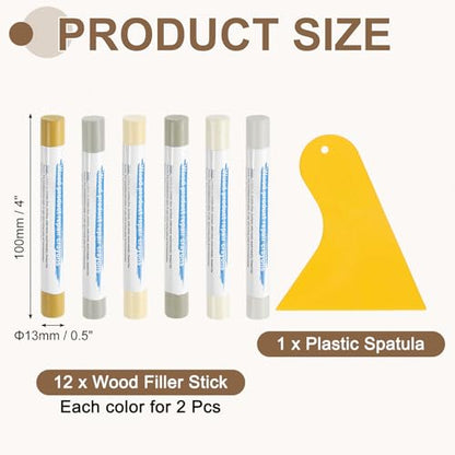 uxcell 12Pcs Wood Filler Sticks Kit, 12 Colors Light Wood Series - color: Light Wood Series