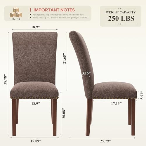 COLAMY Upholstered Dining Chairs Set of 6 - color: F-brown, size: Set of 6