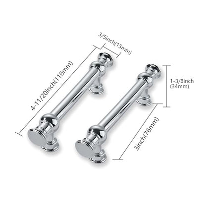 2 Pack 3 Inch Hole Center Polished Chrome Cabinet Pulls-Heavy Duty Solid Cabinet Handles Suitable for Cabinets, Dressers, Kitchens and Bathroom cabinets - color: Polished Chrome, size: 3 Inch hole center, style: 2-Pack