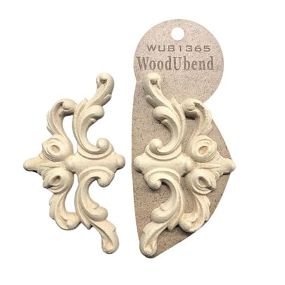 WoodUbend WUB1365 Pack of 2 Pediment Applique - Heat Bendable & Flexible Wood Onlays 7x12cm - DIY Craft, Furniture & Home Decor - Easy to Apply & Paint - Versatile, Reusable & Decorative Decals - size: WUB1365