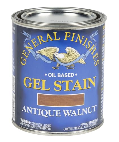 General Finishes Oil Base Gel Stain, 1 Pint, Antique Walnut - color: Antique Walnut, size: 1 Pint