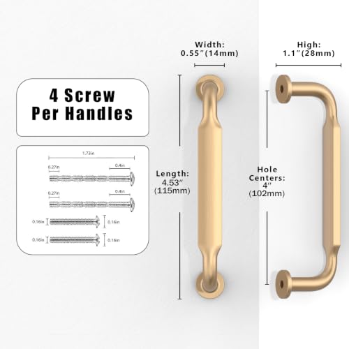 10 Pack Champagne Bronze Cabinet Pulls 4 Inch(102mm) Kitchen Cabinet Handles Cabinet Hardware for Drawer Pulls - color: Champagne Bronze, size: 4" Hole Center