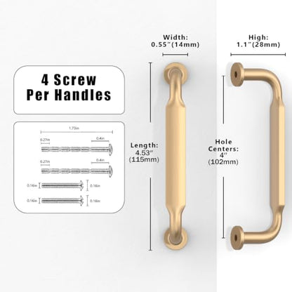 10 Pack Champagne Bronze Cabinet Pulls 4 Inch(102mm) Kitchen Cabinet Handles Cabinet Hardware for Drawer Pulls - color: Champagne Bronze, size: 4" Hole Center