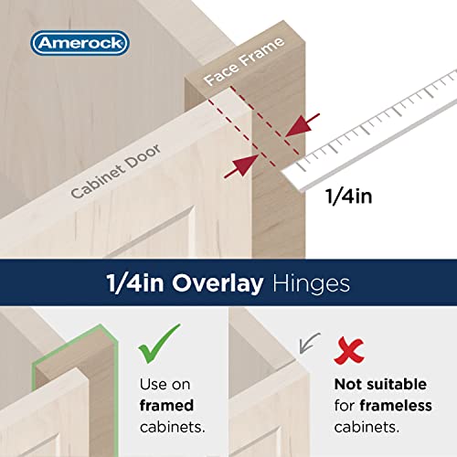 Amerock 1 Pair 1/4" Overlay Golden Champagne Demountable Cabinet Hinge - color: Golden Champagne, size: 1/4 Inch (6 mm) Overlay