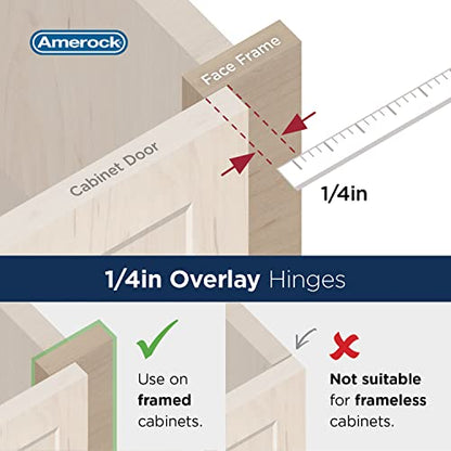Amerock 1 Pair 1/4" Overlay Golden Champagne Demountable Cabinet Hinge - color: Golden Champagne, size: 1/4 Inch (6 mm) Overlay