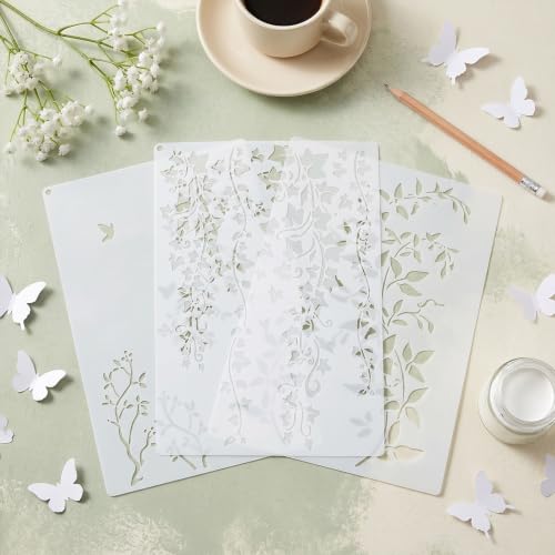Ymapinc Wall Stencils for Painting, 5Pcs Leaf Vine Pattern Large Reusable
