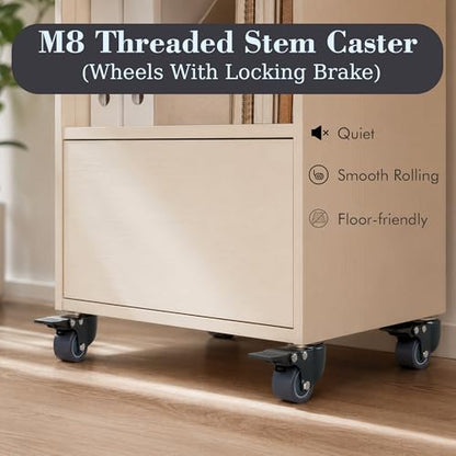 1.6 Inch M8-1.25 Threaded Stem Caster Wheels, Set of 4 Swivel Casters with Locking Brake，450 lb Capacity for Furniture Carts Workbench