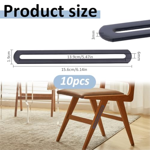 SUPERFINDINGS 10Pcs Flat Mending Plate Steel Repair Bracket 6.14 Inch Length Adjustable Bracket Furniture Connecting Plate for Chair Leg Repair Wood Furniture Bracket,Black - color: Black
