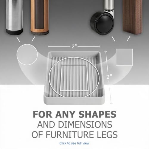 Non Slip Furniture Pads for Hardwood Floors -Yelanon 8Pcs 2” Coasters Cups - color: 8pcs2"square Gray