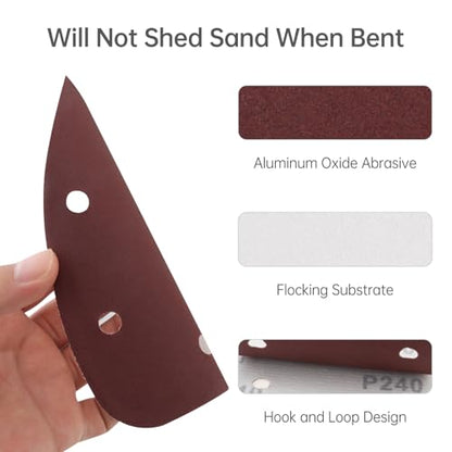 ChgImposs 60 Pcs Mouse Detail Sander Sanding Paper, 5 Hole Sanding Pads 80 150 240 320 400 600 Grit 10 Each of, Hook and Loop Sandpaper Pads for Palm Sander