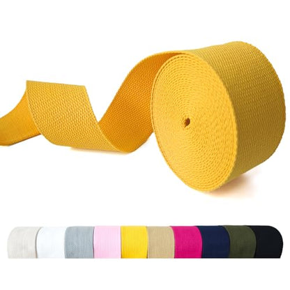 Cotton Webbing 2 Inch 5 Yards for Bag Strap Sewing Crafts, Yellow - color: Yellow