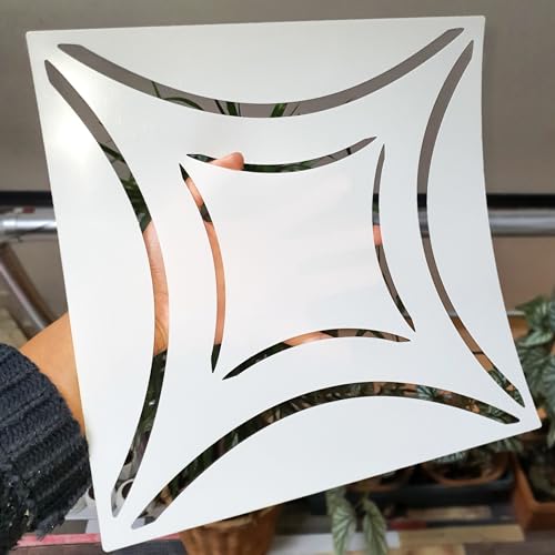 2 Pcs 12" x 12" Tile Stencil Painting Stencil for Walls and Floors - Reusable - Stencils for Painting - Stencil for Home Decor (Scandi Circle) - style: Scandi Circle