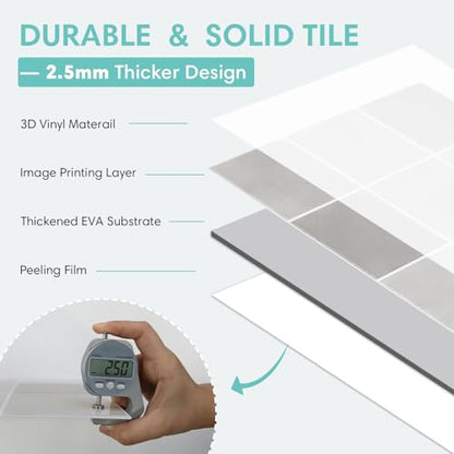 Commomy Thicker Peel and Stick Tiles 10 pcs of 12" x 12" Grey - color: Glossy Gradient Grey & Thicker Design