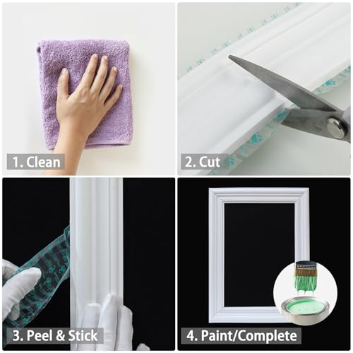 Trimold 118" x 2.4" Lightweight Peel and Stick Chair Rail Molding, Flexible Accent Wall Trim for Home Decoration & Protection - size: 118"L x 2.4"W