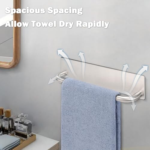 Livabber Self Adhesive Hand Towel Holder- 304 Stainless Steel Hand Towel Bar for Bathroom Kitchen Stick on Wall, Towel Ring No Drilling, 9 Inch (Brushed Nickel) - color: Brushed Nickel