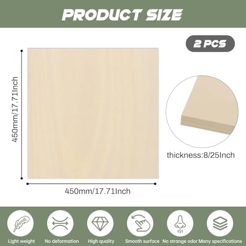2 Pack Plywood Sheets, 17.1" x 17.1"x 8/25" Basswood Sheets - color: 2 Pack, size: 17.1" x 17.1"x 8/25"