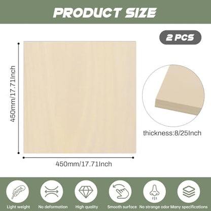 2 Pack Plywood Sheets, 17.1" x 17.1"x 8/25" Basswood Sheets - color: 2 Pack, size: 17.1" x 17.1"x 8/25"