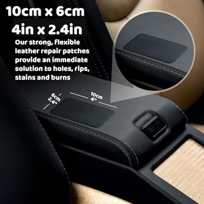 Premium Self Adhesive Leather Patch for Couch, Car Seat – Black 4in×2.4in - color: A Black Leather, size: 4in x 2.4in