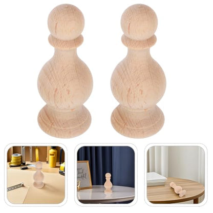 Tofficu 2 Pack Unfinished Wood Finials Decorative Wooden Post Caps for Bed Posts Staircase Handrails Fence Columns Curtain Rods Hand-Carved Roman Style Home Decor - size: Size:3.54X1.57X1.57in