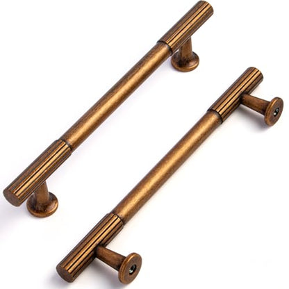 Liron Hardware 10 Pack Antique Brass 5 Inch Vintage Kitchen Cabinet Handles - size: 5 Inches (128mm) Hole Center