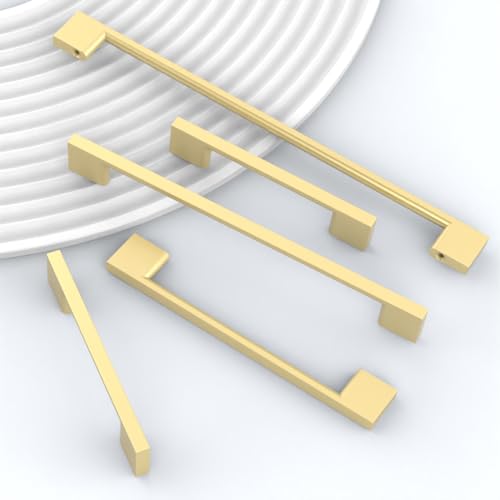 9BUILD 10 Pack Brushed Brass Cabinet Pulls 3 Inch Kitchen Cabinet Handles, Cabinet Hardware for Cupboard Drawer Pulls - color: Brushed Brass, size: 3"/76MM Hole Center, style: 10 Pack