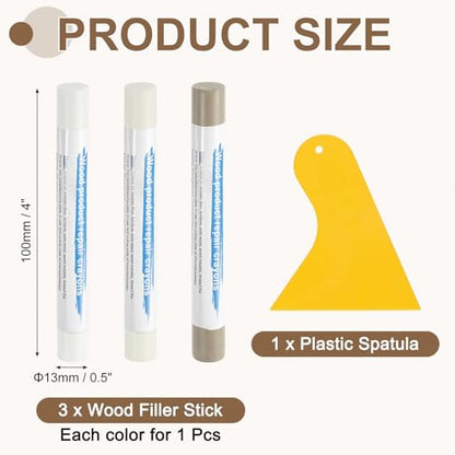 uxcell 3Pcs Wood Filler Sticks, Wax Crayons, 3 Colors White Series - color: White Series