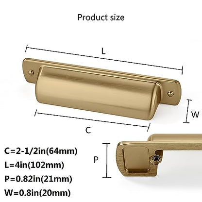 6 Pack Cup Pulls 2-1/2"(64mm) Center to Center Drawer Pulls Champagne Bronze Cabinet Cup Pulls Kitchen Cabinet Hardware Satin Brass Cabinet Handles Bin Cup Drawer Handles Gold Knobs. - color: Champagne Bronze, size: 2-1/2"(64mm) hole center, style: Quanti