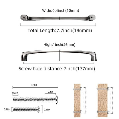 COTYKILEY 10 Pack 7Inch(177mm) Brushed Satin Nickel Kitchen Cabinet Handles Silver Cabinet Pulls Cabinet Door Handles Kitchen Cabinet Hardware Cupboard Drawer Pulls Dresser Handles - color: Brushed Satin Nickel, size: 7" Hole Center（177MM）