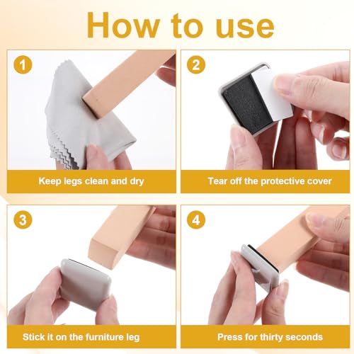12Pcs Furniture Sliders, Square Self-Adhesive Furniture Sliders Pads