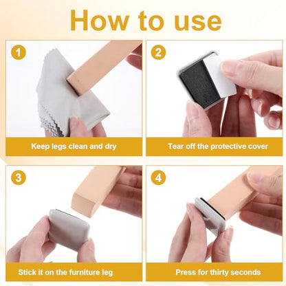 12Pcs Furniture Sliders, Square Self-Adhesive Furniture Sliders Pads