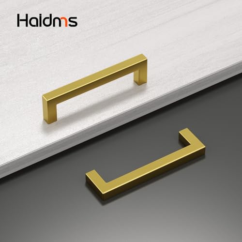 Haidms Gold Cabinet Handles 4 Inch Brushed Gold Cabinet Handles 30 Pack - color: Gold, size: 4 Inch Hole Center