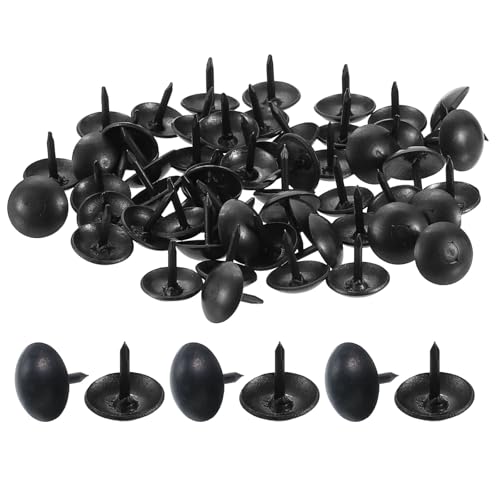 uxcell 100 Pcs Upholstery Tacks, 9 x 9mm Round Head Upholstery Nails Pins Vintage Decorative Furniture Tacks for Chairs Sofas Beds DIY Project, Black - size: 9 x 9mm