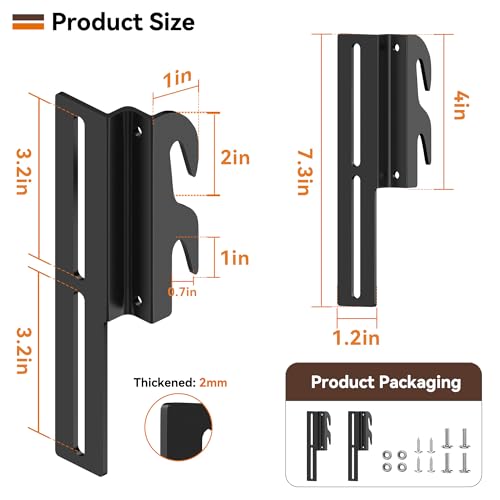 2Pcs 711 Bolt-On to Hook-On Bed Frame Conversion Brackets, Bed Frame Hooks, Universal Headboard Brackets, Widened Hole Slot, Height Adjustable, Black - color: 2Pcs Bed Frame Hooks