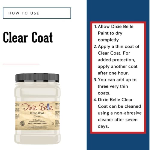 Dixie Belle Paint Company - Clear Coat Gloss (32oz) - Polyacrylic Topcoat - color: Gloss, size: 32 Fl Oz (Pack of 1)