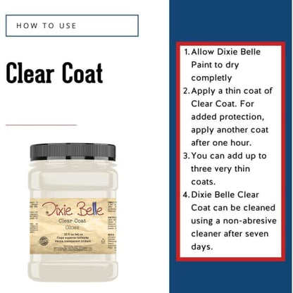 Dixie Belle Paint Company - Clear Coat Gloss (32oz) - Polyacrylic Topcoat - color: Gloss, size: 32 Fl Oz (Pack of 1)