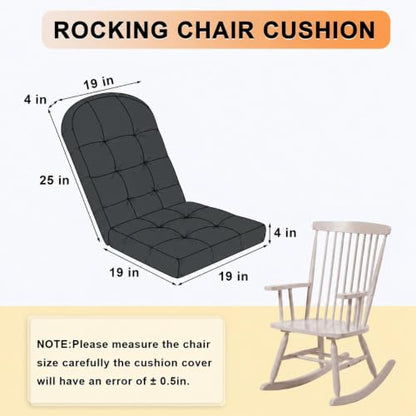 Rocking Chair Cushion - Chenille Fabric, High-Density Sponge, Durable Comfort Non-Slip Bottom Tufted Seat Pads with Ties, Chenille︱Dark Grey, 44x19x4 inch - color: Dark Grey