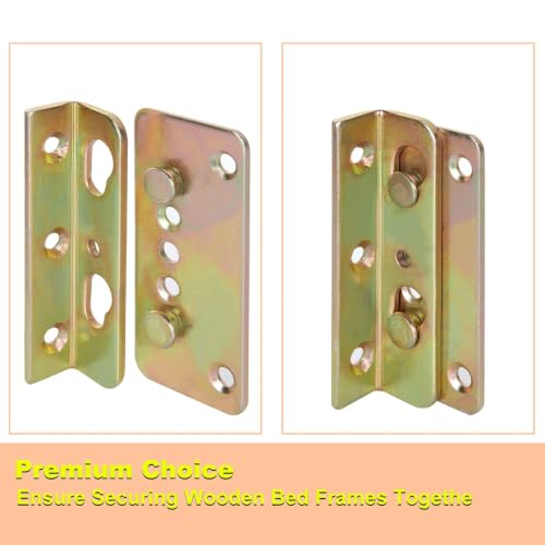 CYEAH 12PCS Bed Frame Brackets,Bed Rail Brackets Heavy Duty, Wooden Bed Rail Fittings, Rust Proof Bed Frame Hardware Brackets Kit for Connecting to Wood, Headboards and Foot-Boards
