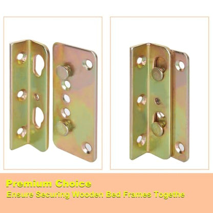 CYEAH 12PCS Bed Frame Brackets,Bed Rail Brackets Heavy Duty, Wooden Bed Rail Fittings, Rust Proof Bed Frame Hardware Brackets Kit for Connecting to Wood, Headboards and Foot-Boards