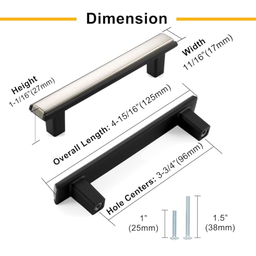 Gold and Nickel Cabinet Pulls Drawer Handles 3-3/4 Inch 5 Pack 2281 - color: Gold & Brushed Nickel, size: 3-3/4 In Hole Distance, style: 5 Pack