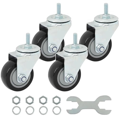 Finnhomy Swivel Caster Wheels 3 Inch Threaded Stem Casters Set of 4 Heavy Duty 3/8"-16 x 1 Anti-wear Polyurethane Industrial Castor Wheels for Cart/Furniture Load Bearing 2200 Lb Smooth Casters Black - style: 3 Inch