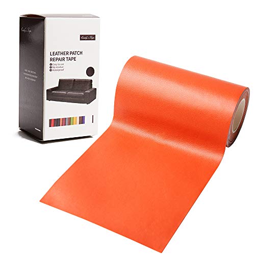 Leather Repair Patch Kit Orange 4 x 60 inch Leather Repair Tape Self Adhesive Patch for Furniture, Couch, Sofa, Car Seats Computer Chair First Aid Vinyl Repair Kit - color: Orange, size: 4*60 inch