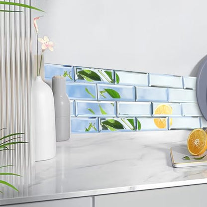 Peel and Stick Beveled Mirror Glass Tile.2.5x1 Inch Mirror Backsplash Tiles. Cute Mirror Strip Tile for Kitchen, Bathroom Wall.32 Pcs - size: 2.5x1 inch ( 32 Pack )