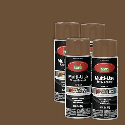 Spray Paint, 12 oz, 4-Pack (Gloss Brown) – All-Purpose, Indoor & Outdoor, Rust Resistant, for Wood, Metal, Plastic & Masonry - color: Brown