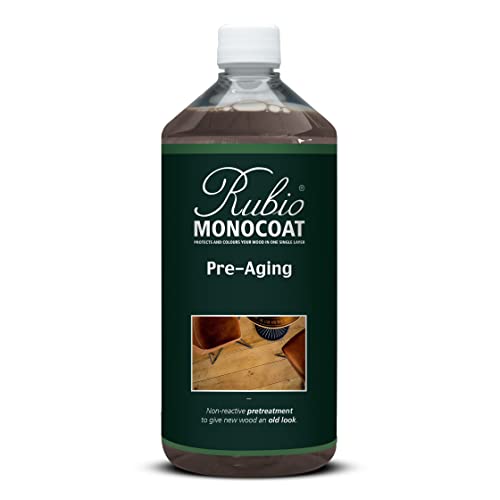 Rubio Monocoat Pre-Aging Wood Pre-Treatment, 200 ft² - Authentic 6 | Non-Reactive Water-Based Wood Stain | Aged Look for All Indoor Wooden Surfaces & Furniture | Use with Oil Plus 2C | 1 Liter - color: Authentic 6, size: 1 L