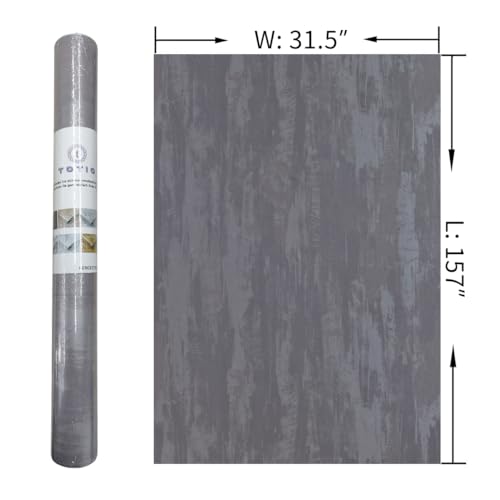 31.5x157inch Extra Wide Light Grey Concrete Wallpaper Peel and Stick Silver Grey Stained Contact Paper Matte Thick Self-adhesive Wall Paper Roll Waterproof Furniture Sticker Modern Industrial Style - color: Light Gray, size: 31.5" x 157"