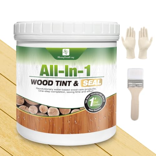 Transparent Wood Stain and Sealer in One 16oz, Non-Toxic, Wood-Stain Protection | Enhances Natural Grain, Flexible Crack-Resistant Coating for Indoor/Outdoor Use for Terrace, Fence,Wood Stains - color: Transparent, size: 16oz/0.65KG